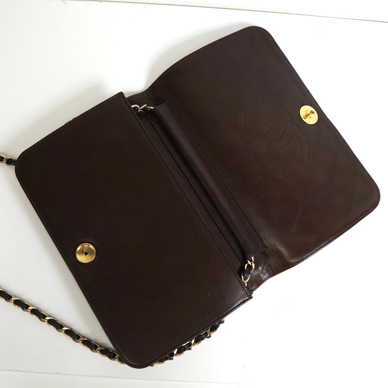 シャネル ココマーク マトラッセ ラムスキン チェーン ショルダーバッグ ブラウン 0番台7桁