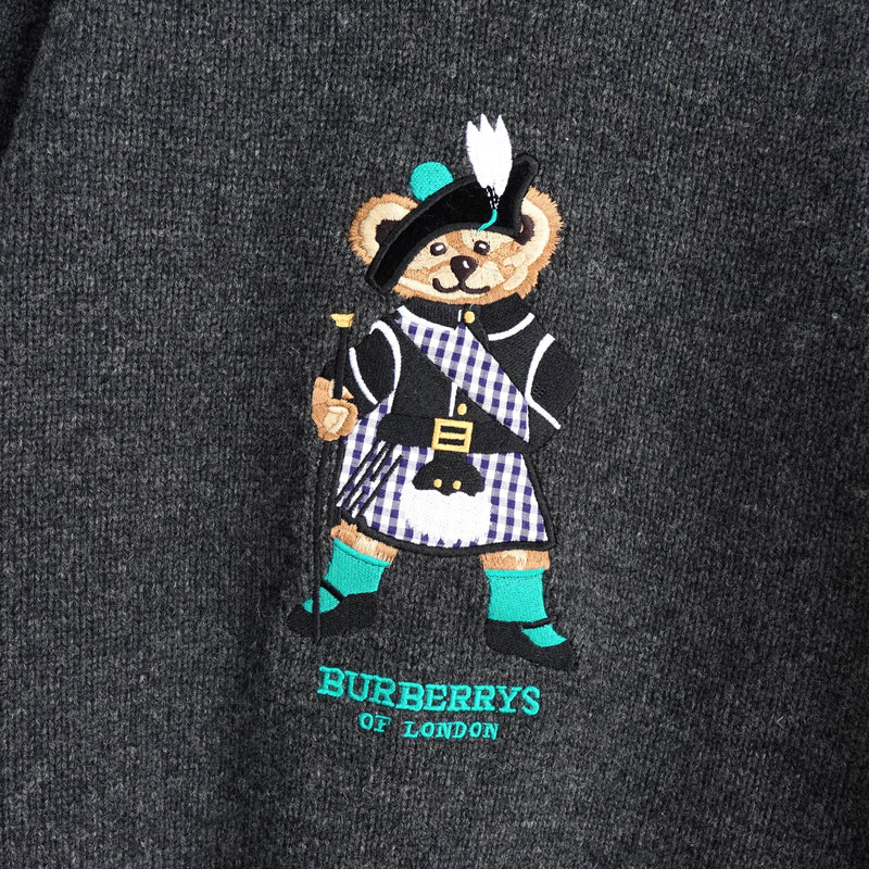 バーバリー ヴィンテージ テディベア 刺繍 ニット レディース グレー
