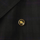 バーバリー ヴィンテージ ノバチェック ホースロゴ 金ボタン ダブル テーラードジャケット ネイビー メンズ