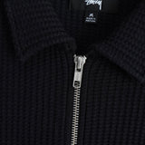 ステューシー Big Thermal Zip Shirt ワンポイントロゴ フルジップ サーマル ブラック メンズ