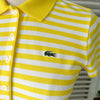 Lacoste 女款黄/白 Live Logo 贴片条纹 Polo 衫