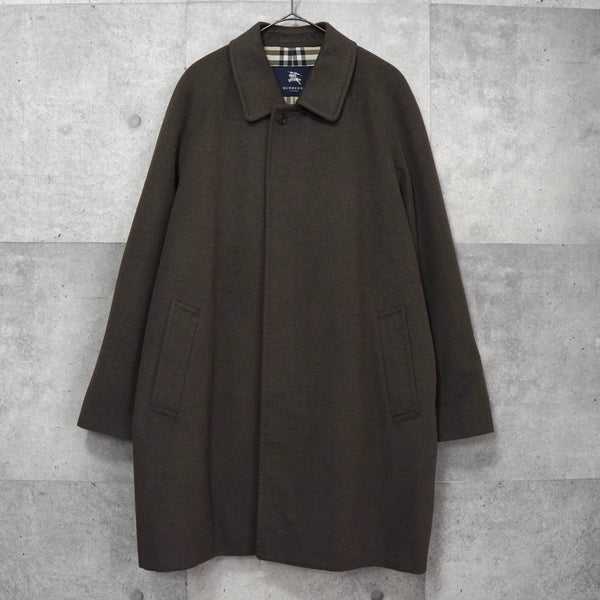 バーバリー カシミヤ アンゴラ ウール ノバチェック裏地 ステンカラーコート ブラウン