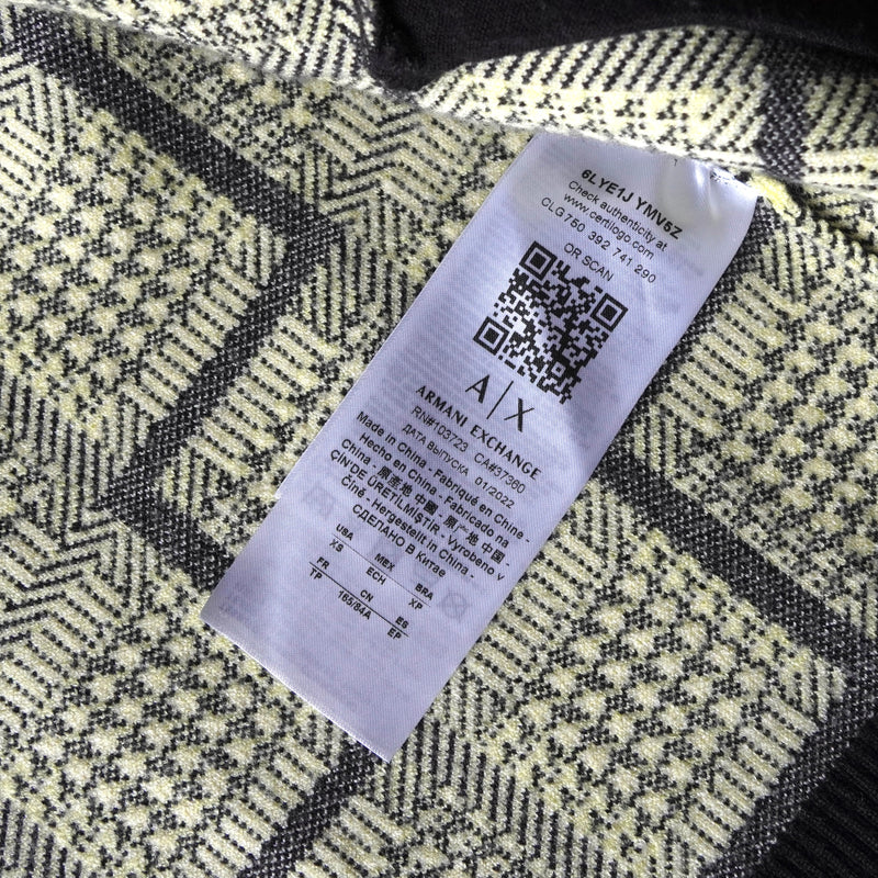 アルマーニ エクスチェンジ 千鳥格子柄 ニット セットアップ カーディガン ショートパンツ レディース グレー