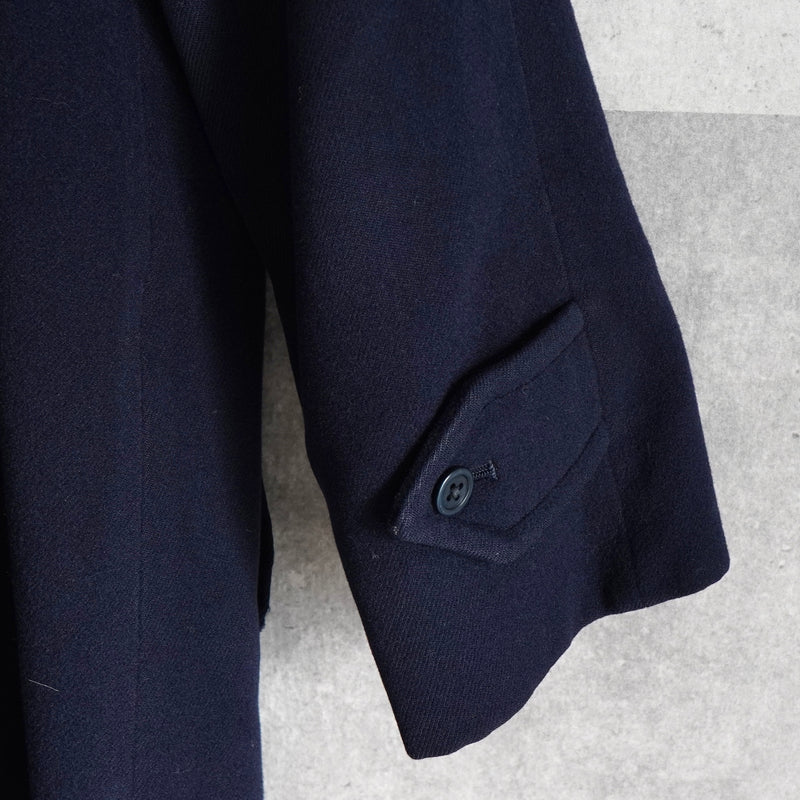 バーバリー ウール ステンカラーコート ネイビー