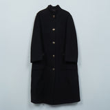 グッチ ホースビット ゴールドボタン マオカラー ウール ロングコート レディース ブラック