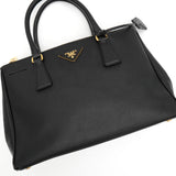 プラダ ガレリア トライアングルロゴ サフィアーノ 2way ハンドバッグ ショルダーバッグ ブラック