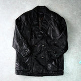 イヴ サンローラン ヴィンテージ 総裏地 YSLロゴボタン レザージャケット レザーブルゾン ブラック