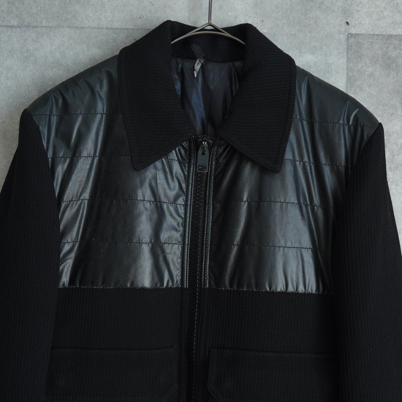ディオール オム エディ期 異素材切り替え 中綿 キルティング ウール ブルゾン ニットジャケット ブラック