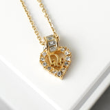 クリスチャン ディオール ヴィンテージ Diorロゴ ハート ラインストーン ネックレス GP ゴールド レディース