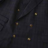 バーバリー ヴィンテージ ノバチェック ホースロゴ 金ボタン ダブル テーラードジャケット ネイビー メンズ