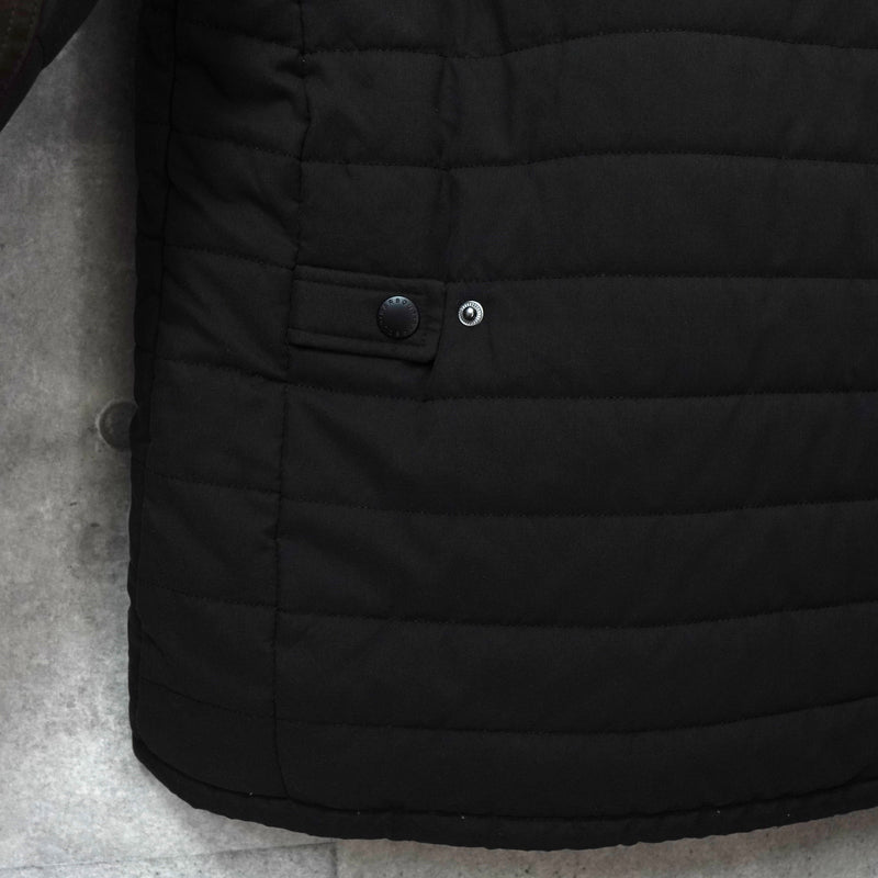 バブアー スエード切り替え キルティングジャケット ブラック