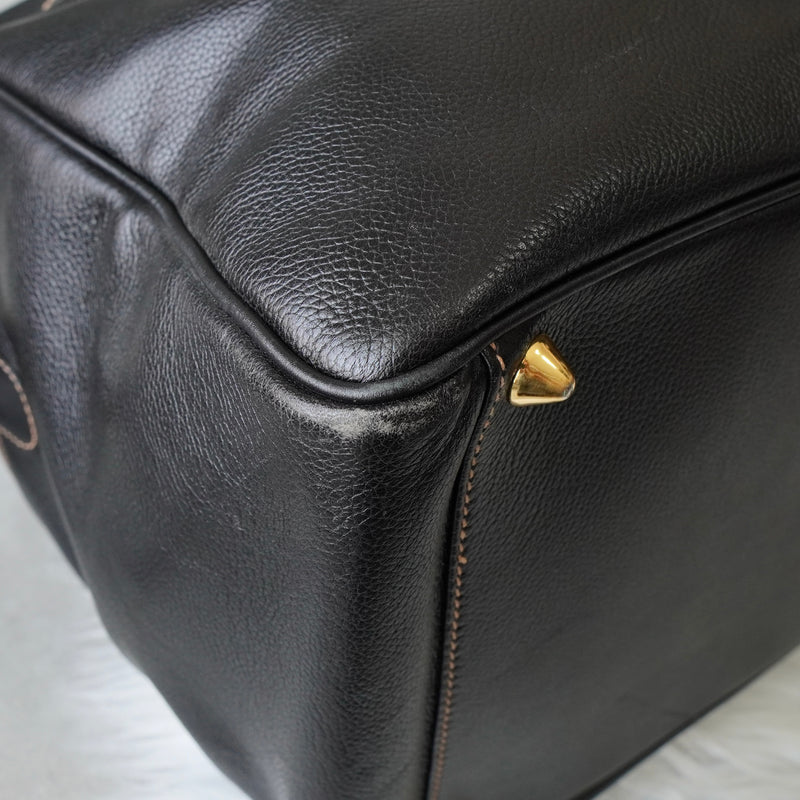 Dunhill Leather 2-Way Boston Bag in Black