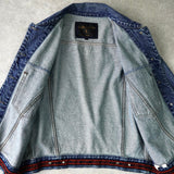 バレンティノ ジーンズ ヴィンテージ Vロゴ ボタン 刺繍 デニムジャケット ブルー