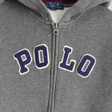 ポロ ラルフローレン フェルトロゴ フルジップ パーカー グレー