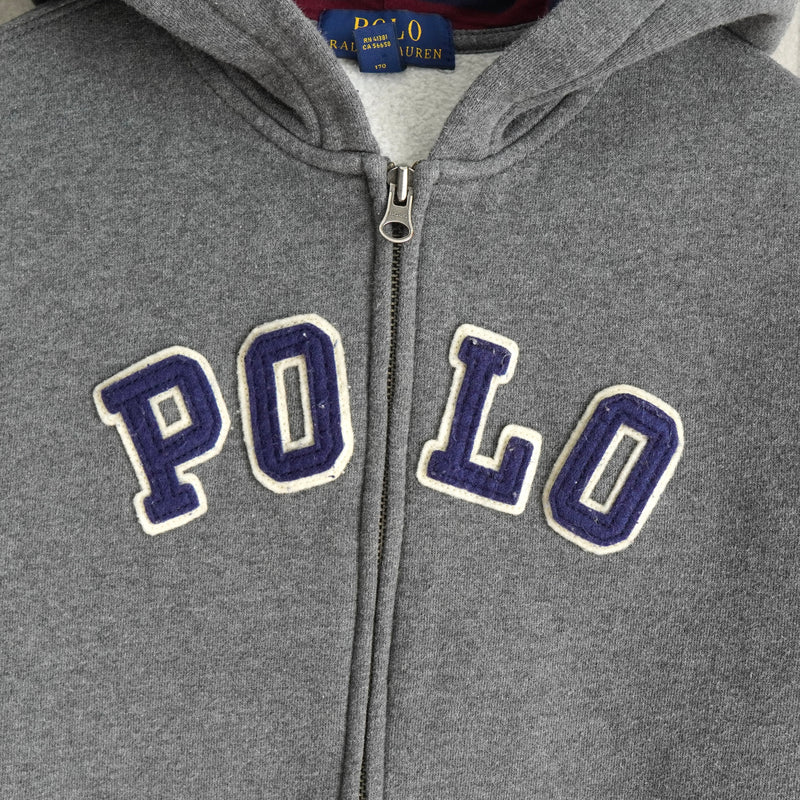 ポロ ラルフローレン フェルトロゴ フルジップ パーカー グレー