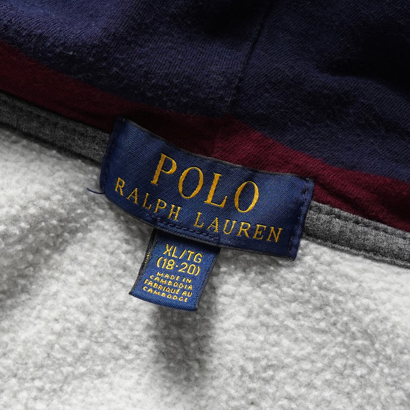 ポロ ラルフローレン フェルトロゴ フルジップ パーカー グレー