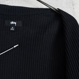 ステューシー Big Thermal Zip Shirt ワンポイントロゴ フルジップ サーマル ブラック メンズ