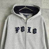 ポロ ラルフローレン フェルトロゴ フルジップ パーカー ライトグレー