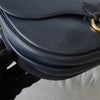 Christian Dior CD logo gold hardware leather shoulder bag navy
