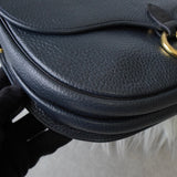 Christian Dior CD logo gold hardware leather shoulder bag navy