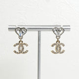 シャネル ココマーク ハート ラインストーン ピアス レディース