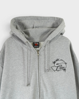 ステューシー OLD SKOOL STILL KICKIN' IT ジップアップ フーディー パーカー グレー M メンズ