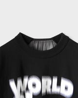 サカイ シフォン 異素材 ドッキング Tシャツ ブラック サイズ2 レディース