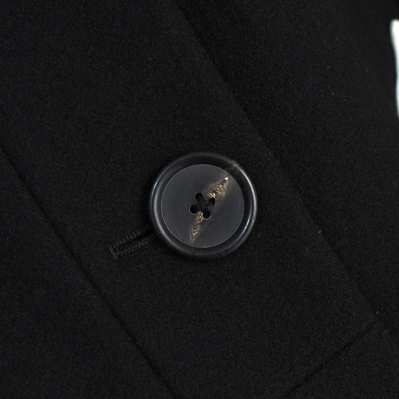 ジルサンダー レザー切り替え 変形 前立て ウールコート レディース ブラック / ホワイト