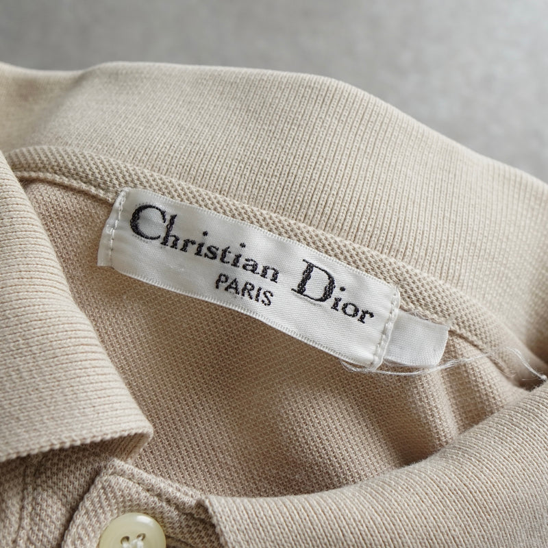 クリスチャン ディオール ヴィンテージ Diorロゴ 刺繍 長袖ポロシャツ ベージュ キッズ