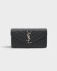 サンローラン YSLロゴ Vステッチ キャビアスキン 二つ折り長財布 ブラック
