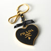 プラダ ハート サフィアーノレザー キーリング キーホルダー チャーム GP ゴールド / ブラック