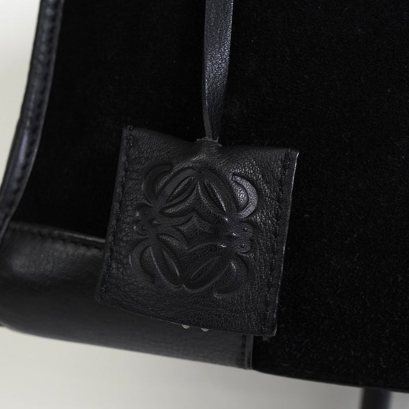 ロエベ アマソナ28 スエード / レザー ハンドバッグ ブラック