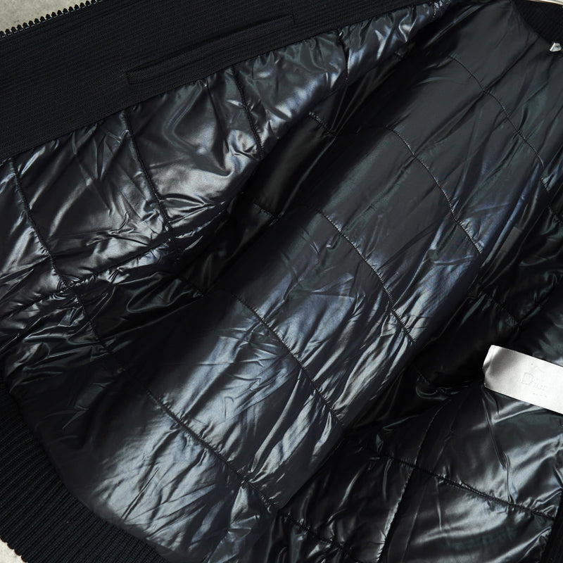 ディオール オム エディ期 異素材切り替え 中綿 キルティング ウール ブルゾン ニットジャケット ブラック