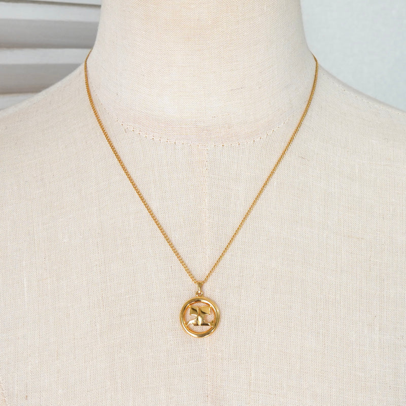 クレージュ ヴィンテージ ラウンド ロゴ ネックレス GP ゴールド