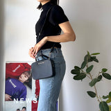 Black Leather 2way Mini Hand Bag / Shoulder Bag