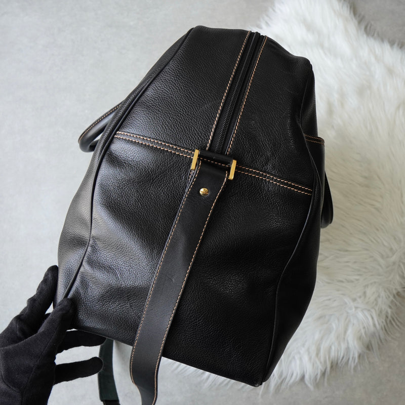 Dunhill Leather 2-Way Boston Bag in Black
