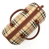 バーバリー ノバチェック PVC / レザー ミニボストンバッグ ハンドバッグ ベージュ レディース