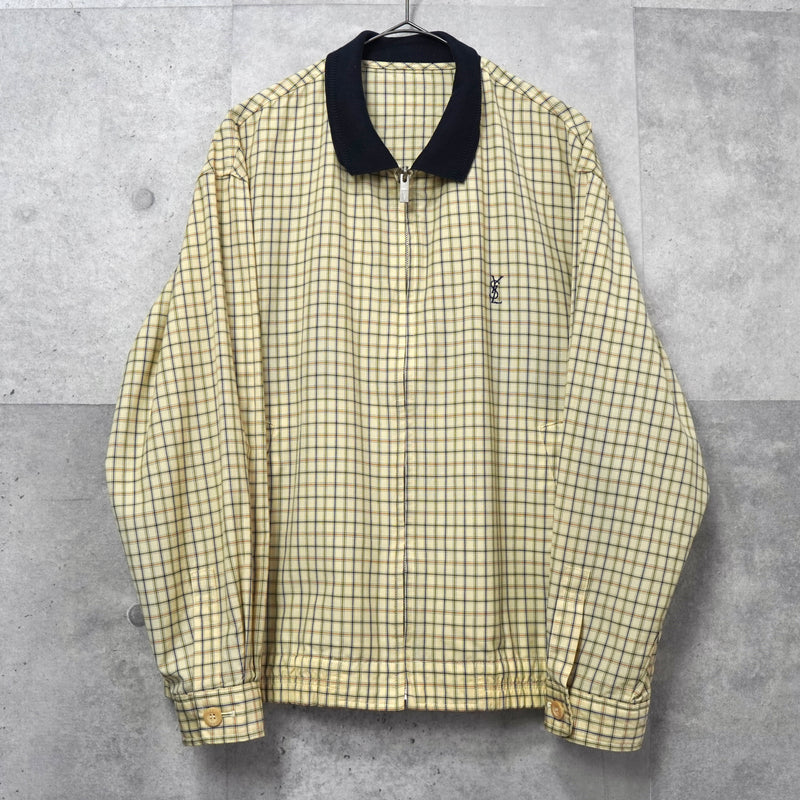 イヴサンローランヴィンテージYSLロゴチェック柄ブルゾン