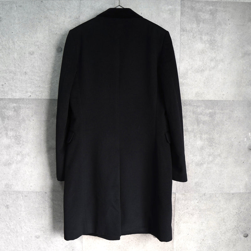 ジョンローレンスサリバン ベロア襟 アンゴラ ウール チェスターコート ブラック