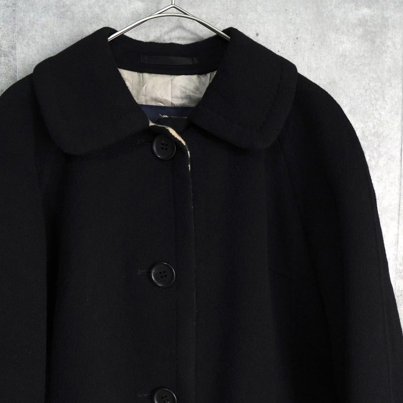 バーバリー ロンドン ノバチェック裏地 カシミア ウール ステンカラーコート レディース ブラック