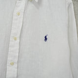 Polo Ralph Lauren 徽标刺绣亚麻白色长袖衬衫