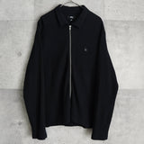 ステューシー Big Thermal Zip Shirt ワンポイントロゴ フルジップ サーマル ブラック メンズ