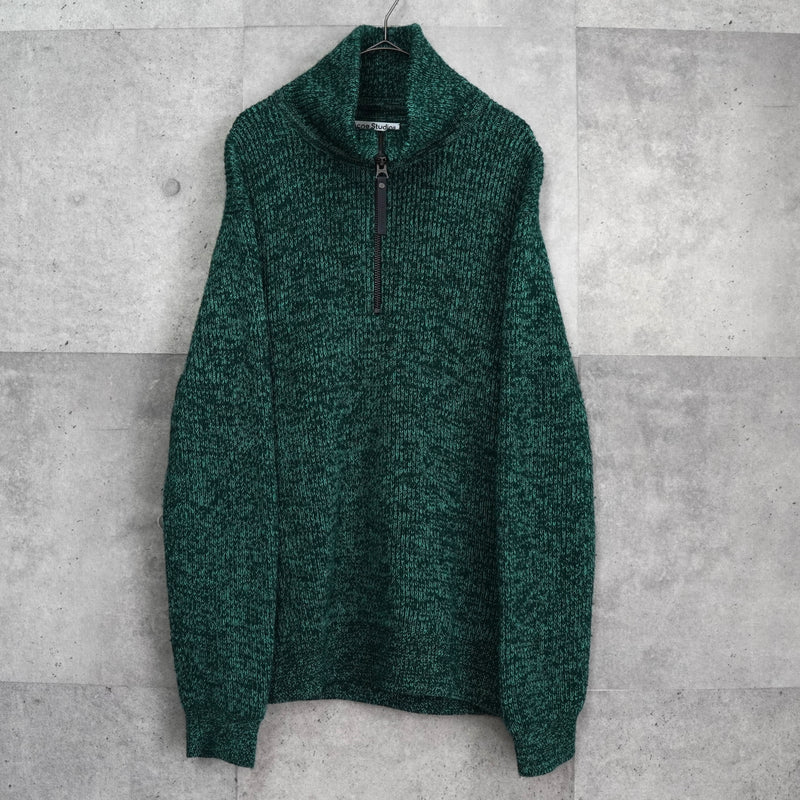 アクネ ストゥディオズ ハーフジップ ハイネック ニット グリーン