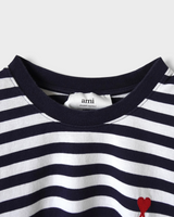 アミパリ アミ パリス ハートロゴ ボーダー Tシャツ ブラック ホワイト S メンズ レディース