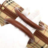 バーバリー ノバチェック PVC / レザー ミニボストンバッグ ハンドバッグ ベージュ レディース