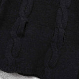 セリーヌ ヴィンテージ カシミア ケーブル ニット レディース チャコールグレー レザー ウエストベルト付き