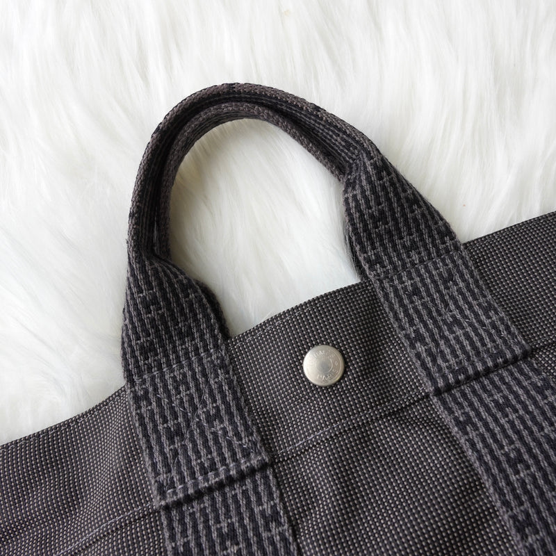 Hermes Foult PM Canvas Handbag Black/Grey