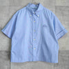 プラダ ロゴ 刺繍 クロップド 半袖シャツ ブルー レディース