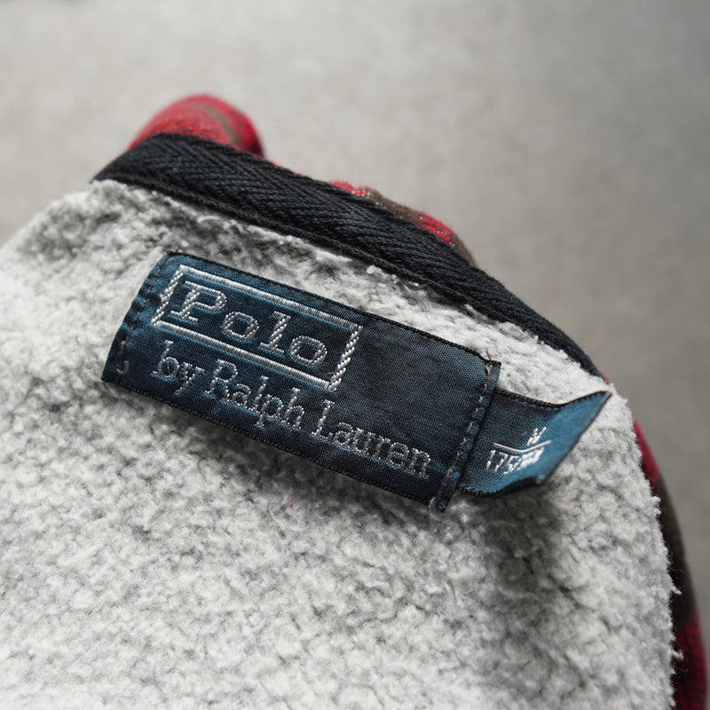 ポロ ラルフローレン スモールポニーロゴ チェック柄 フルジップ パーカー グレー