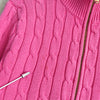 ポロ ラルフローレン スモールポニーロゴ ケーブル編み フルジップ ニット ピンク レディース